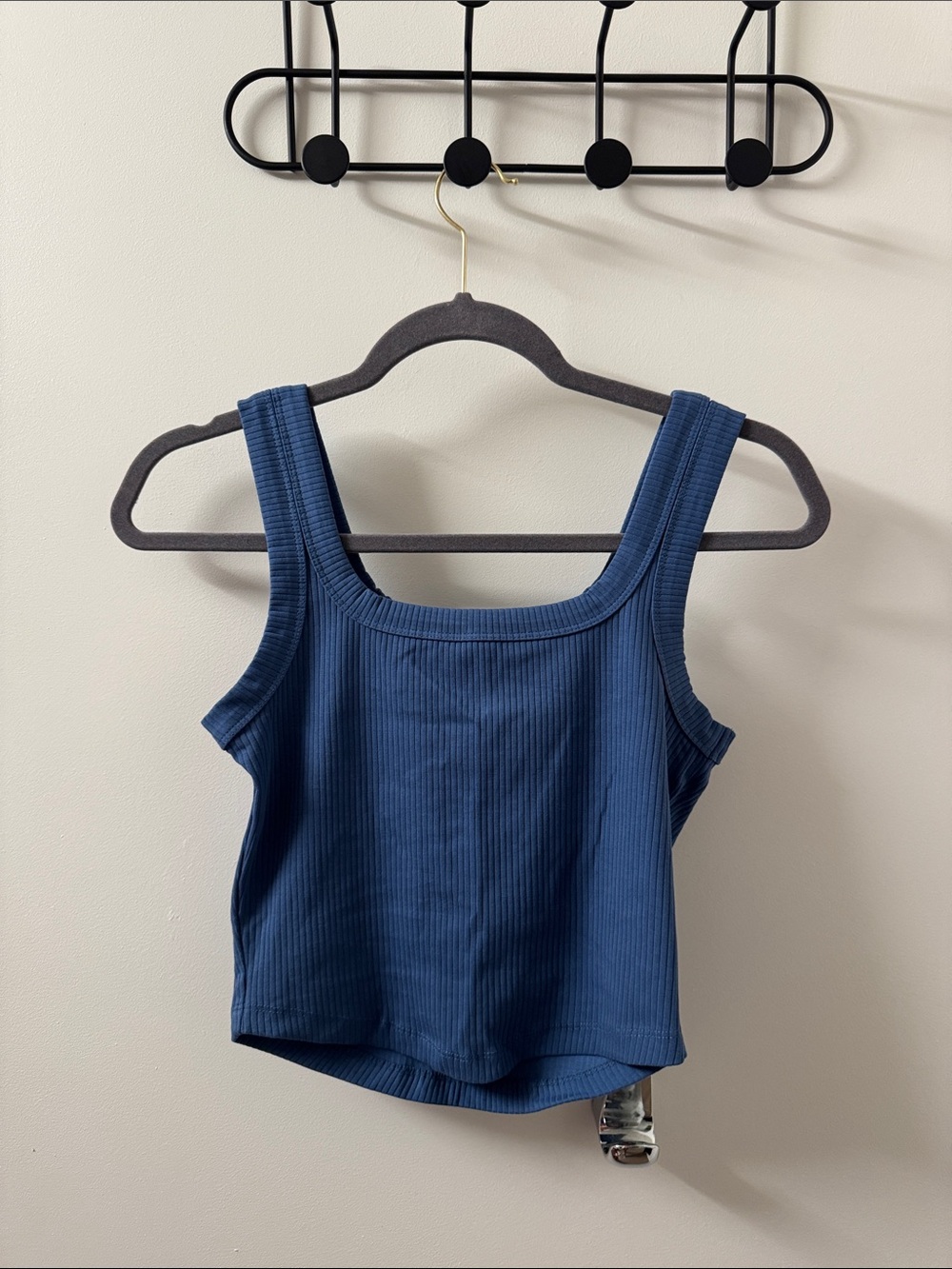 Madewell Women's Ribbed Square-Neck Tank Top - Blue